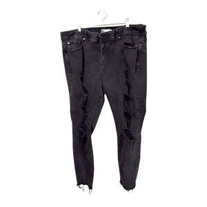 Torrid Womens Distressed Ripped Bombshell Skinny Black Jeans Size 24T